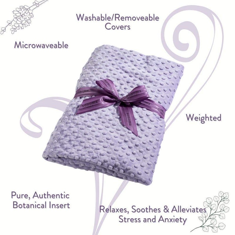 Sonoma Lavender Aromatherapy Spa Blanket Filled with Lavender Flowers and Flaxseed, Hot/Cold Microwaveable Heated Blanket for Soothing Muscles with Removable Washable Cover (44" x 18", Lilac Dot) - Image 2